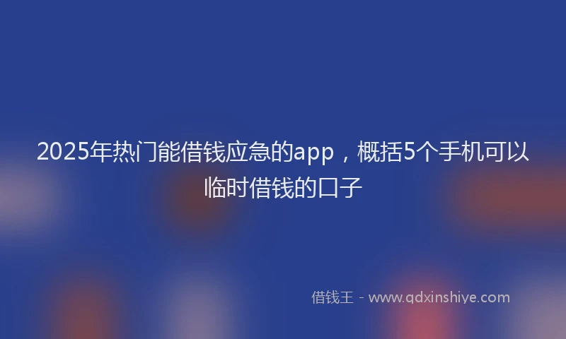 2025年热门能借钱应急的app，概括5个手机可以临时借钱的口子