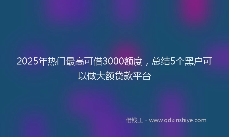 2025年热门最高可借3000额度，总结5个黑户可以做大额贷款平台