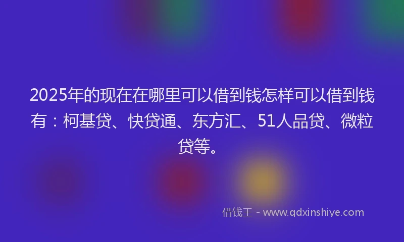 2025年的现在在哪里可以借到钱怎样可以借到钱有：柯基贷、快贷通、东方汇、51人品贷、微粒贷等。