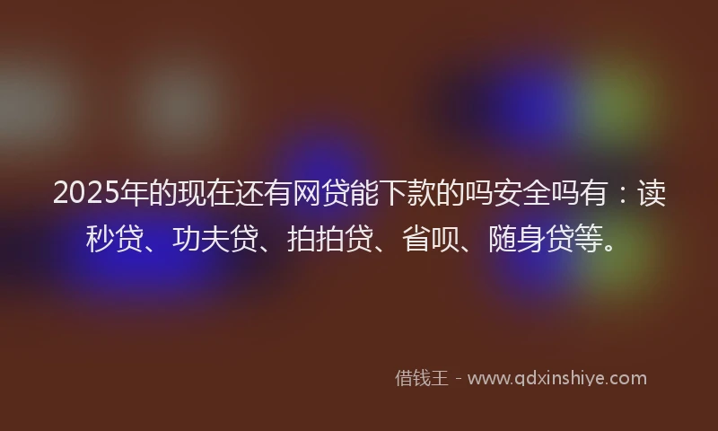 2025年的现在还有网贷能下款的吗安全吗有：读秒贷、功夫贷、拍拍贷、省呗、随身贷等。