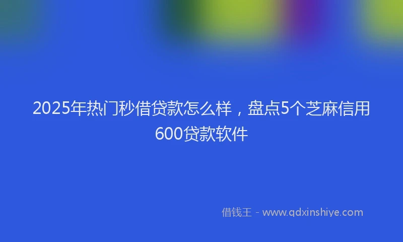 2025年热门秒借贷款怎么样，盘点5个芝麻信用600贷款软件
