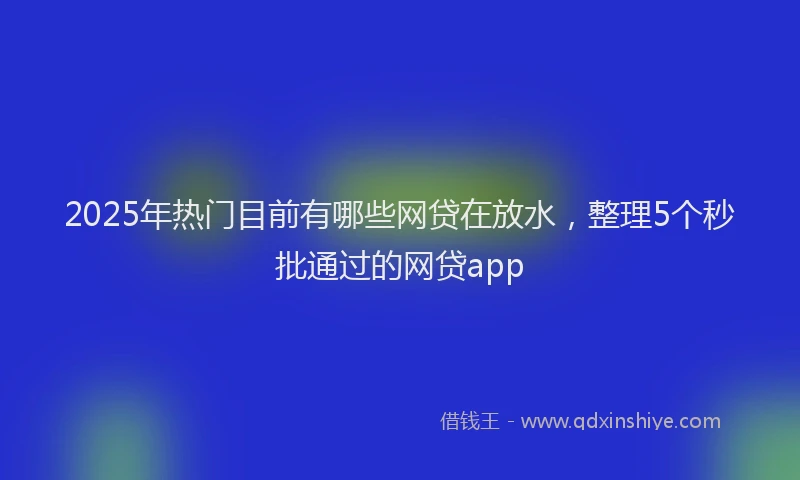 2025年热门目前有哪些网贷在放水，整理5个秒批通过的网贷app