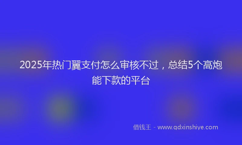 2025年热门翼支付怎么审核不过，总结5个高炮能下款的平台