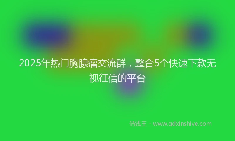 2025年热门胸腺瘤交流群，整合5个快速下款无视征信的平台