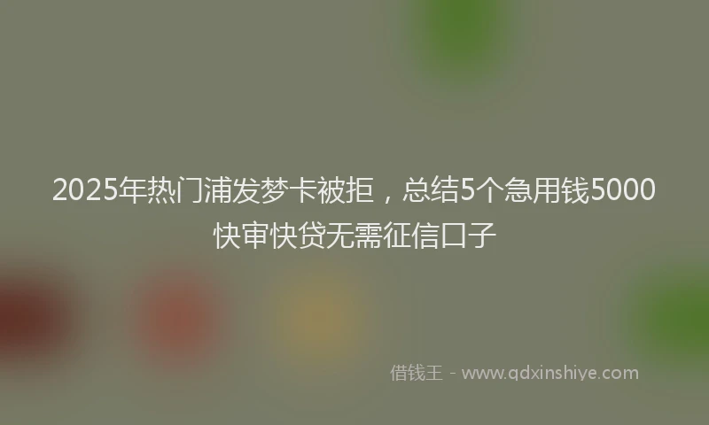 2025年热门浦发梦卡被拒，总结5个急用钱5000快审快贷无需征信口子