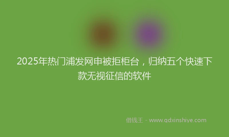 2025年热门浦发网申被拒柜台，归纳五个快速下款无视征信的软件