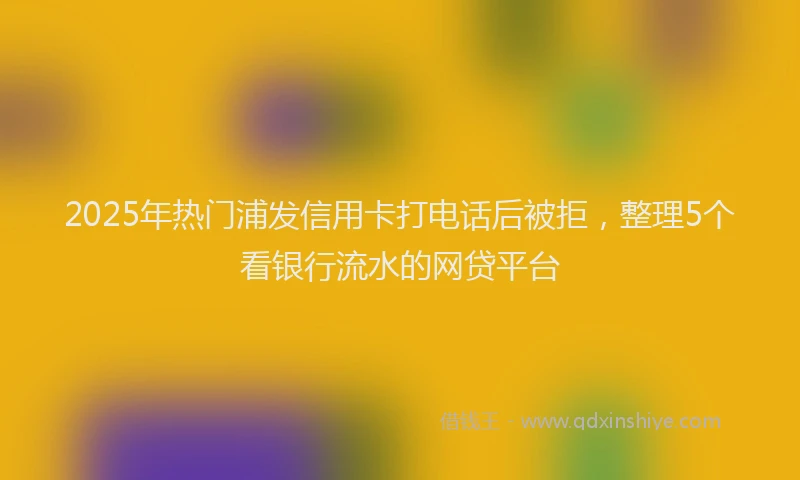 2025年热门浦发信用卡打电话后被拒，整理5个看银行流水的网贷平台