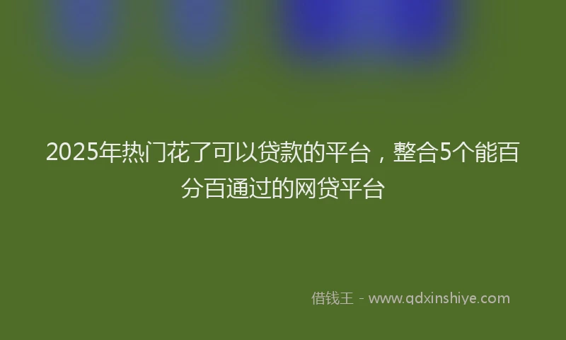 2025年热门花了可以贷款的平台，整合5个能百分百通过的网贷平台