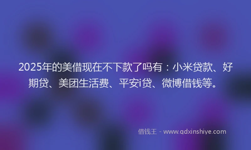 2025年的美借现在不下款了吗有：小米贷款、好期贷、美团生活费、平安i贷、微博借钱等。