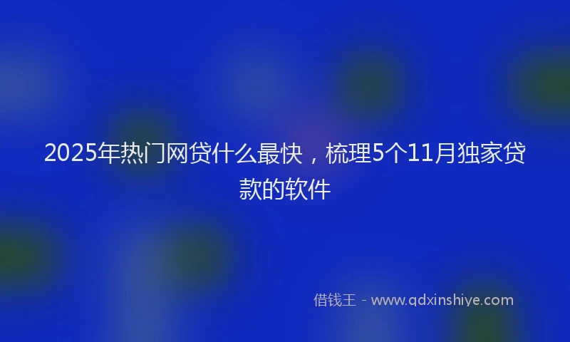 2025年热门网贷什么最快，梳理5个11月独家贷款的软件