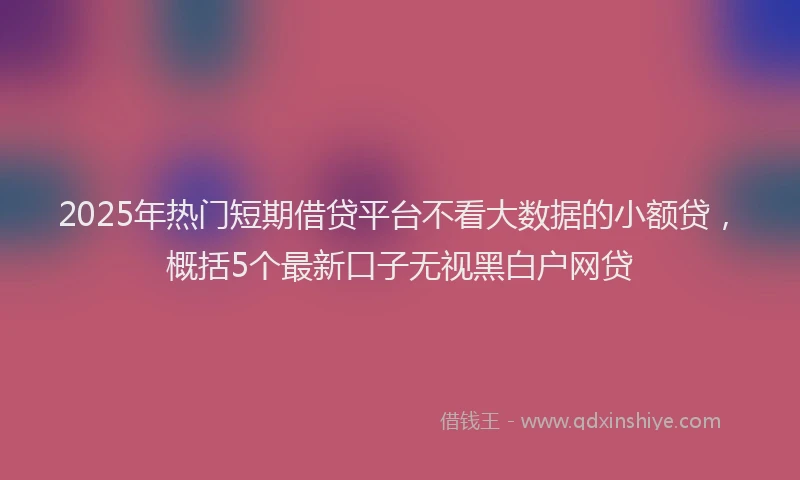 2025年热门短期借贷平台不看大数据的小额贷，概括5个最新口子无视黑白户网贷
