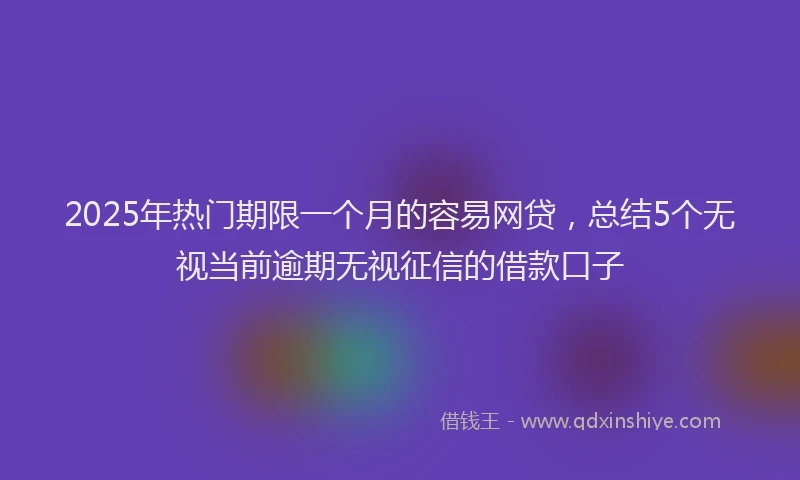 2025年热门期限一个月的容易网贷，总结5个无视当前逾期无视征信的借款口子