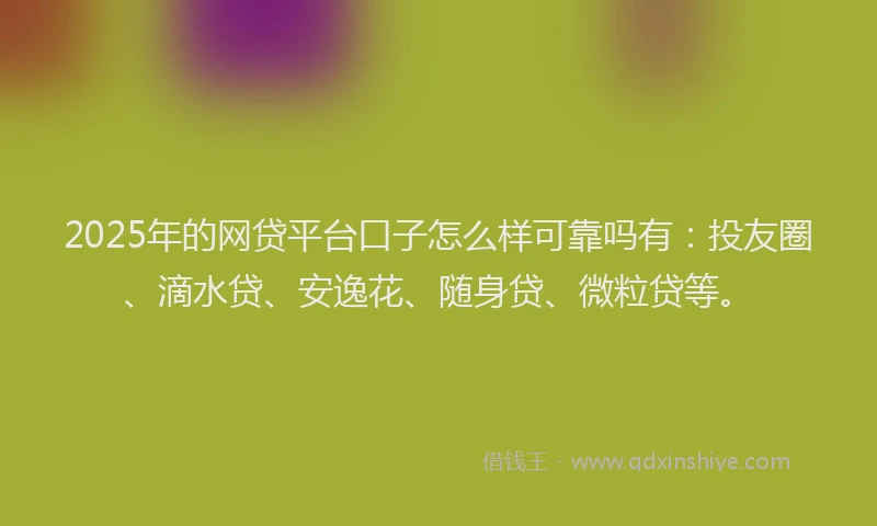 2025年的网贷平台口子怎么样可靠吗有：投友圈、滴水贷、安逸花、随身贷、微粒贷等。