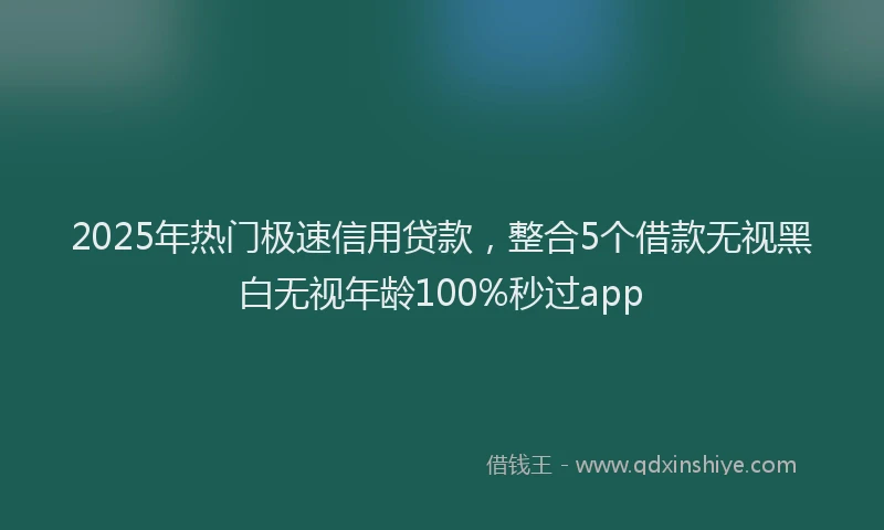 2025年热门极速信用贷款，整合5个借款无视黑白无视年龄100%秒过app