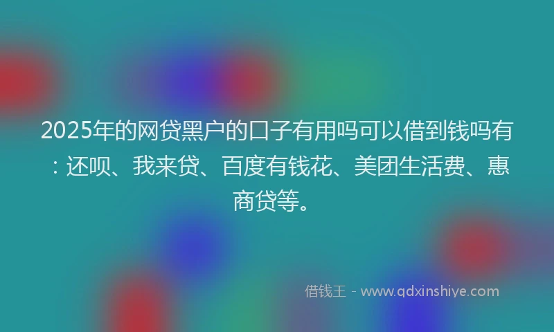 2025年的网贷黑户的口子有用吗可以借到钱吗有：还呗、我来贷、百度有钱花、美团生活费、惠商贷等。