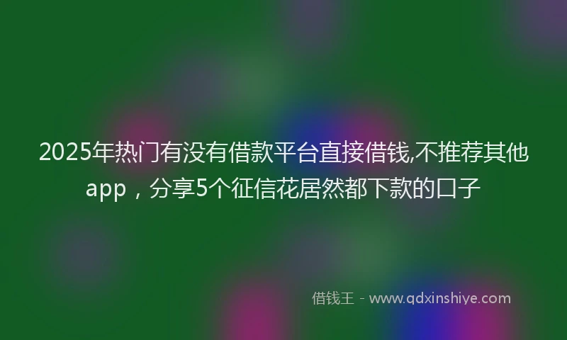 2025年热门有没有借款平台直接借钱,不推荐其他app，分享5个征信花居然都下款的口子
