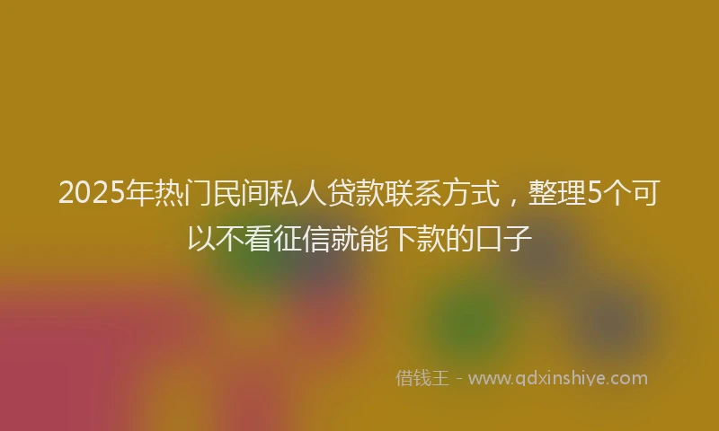 2025年热门民间私人贷款联系方式，整理5个可以不看征信就能下款的口子