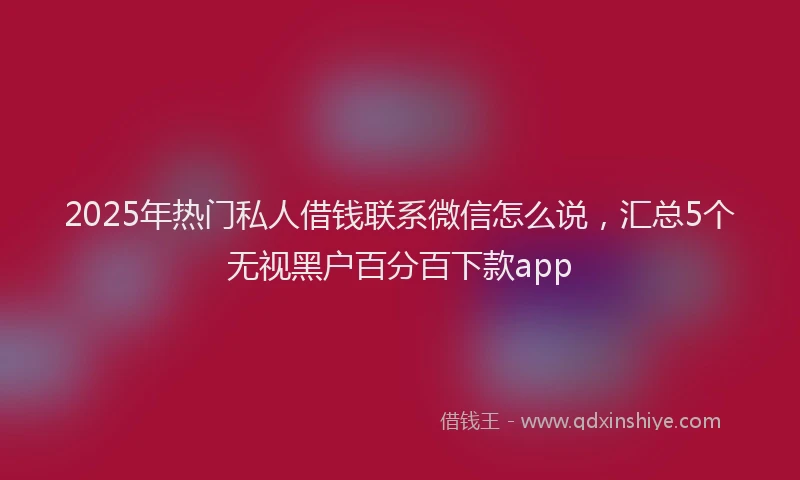 2025年热门私人借钱联系微信怎么说，汇总5个无视黑户百分百下款app