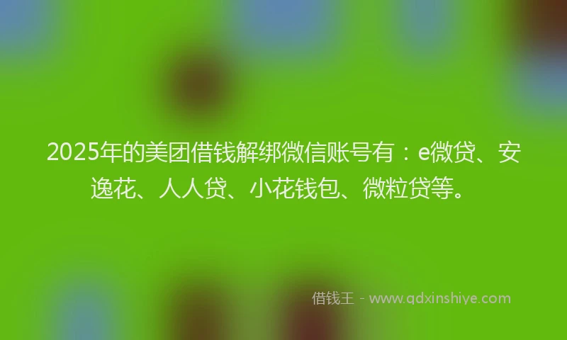 2025年的美团借钱解绑微信账号有：e微贷、安逸花、人人贷、小花钱包、微粒贷等。