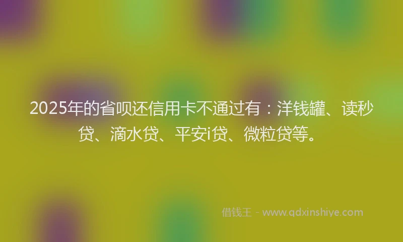 2025年的省呗还信用卡不通过有：洋钱罐、读秒贷、滴水贷、平安i贷、微粒贷等。