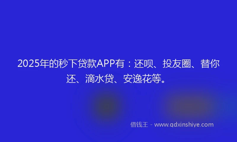 2025年的秒下贷款APP有：还呗、投友圈、替你还、滴水贷、安逸花等。