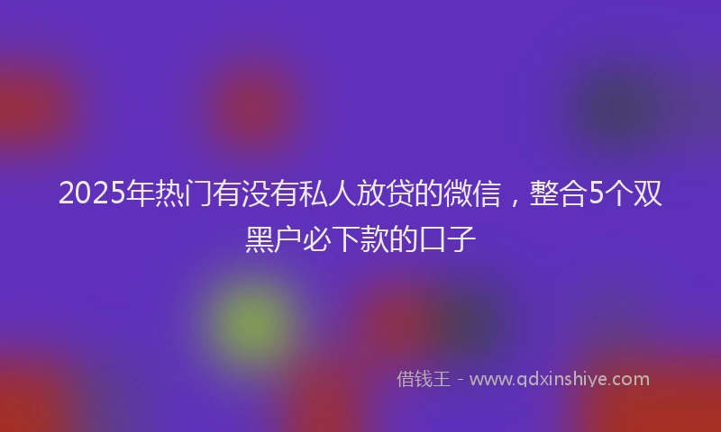 2025年热门有没有私人放贷的微信，整合5个双黑户必下款的口子