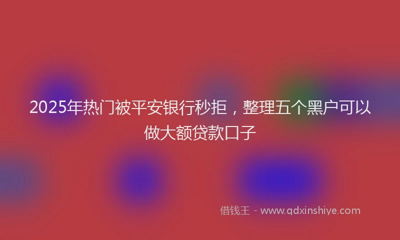 2025年热门被平安银行秒拒，整理五个黑户可以做大额贷款口子