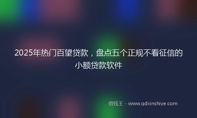 2025年热门百望贷款，盘点五个正规不看征信的小额贷款软件