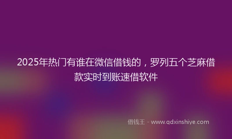 2025年热门有谁在微信借钱的，罗列五个芝麻借款实时到账速借软件