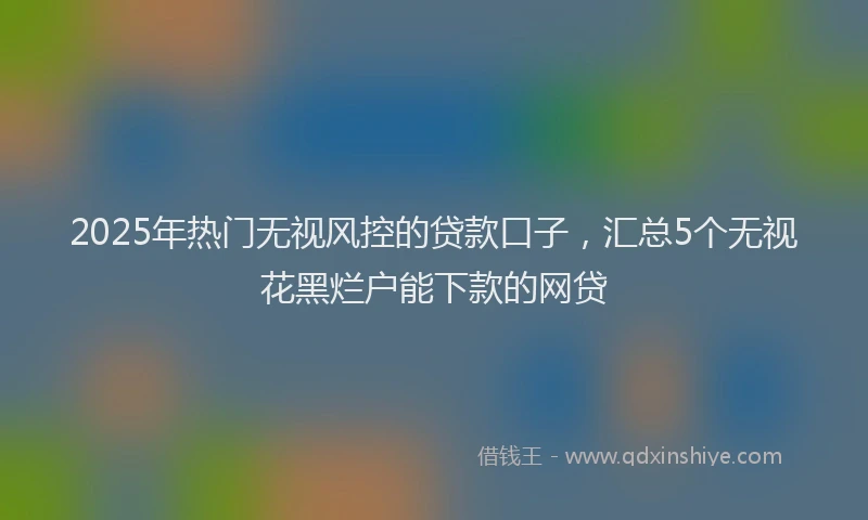 2025年热门无视风控的贷款口子，汇总5个无视花黑烂户能下款的网贷