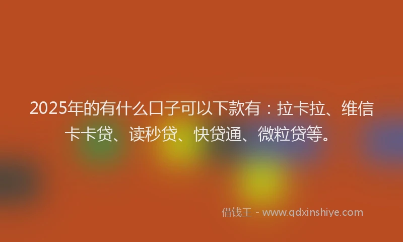 2025年的有什么口子可以下款有：拉卡拉、维信卡卡贷、读秒贷、快贷通、微粒贷等。