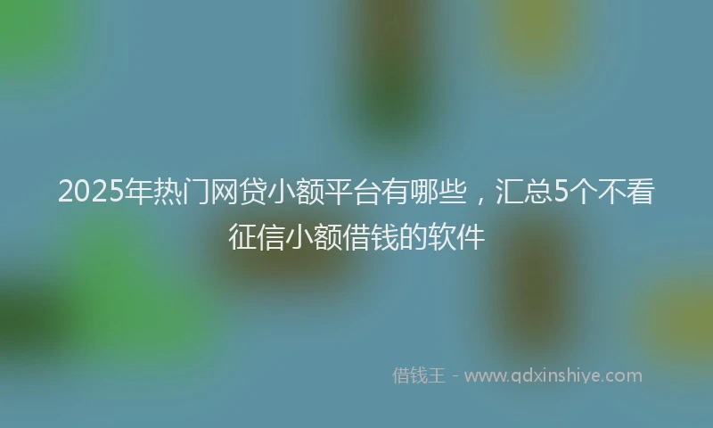 2025年热门网贷小额平台有哪些，汇总5个不看征信小额借钱的软件