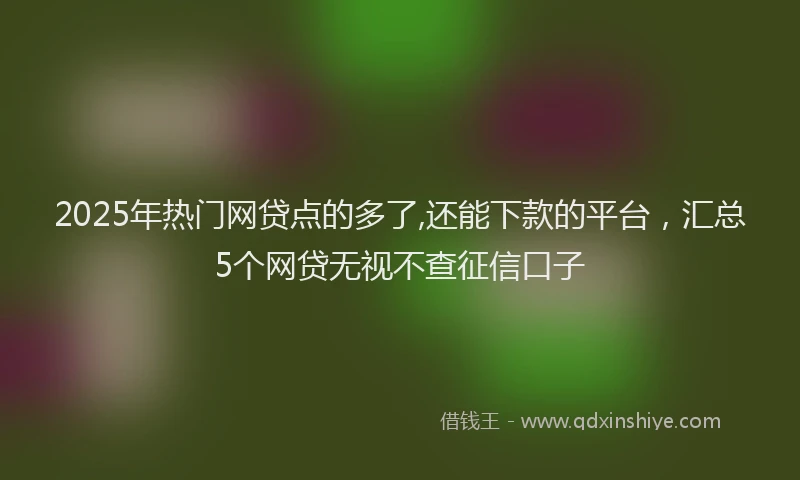 2025年热门网贷点的多了,还能下款的平台，汇总5个网贷无视不查征信口子