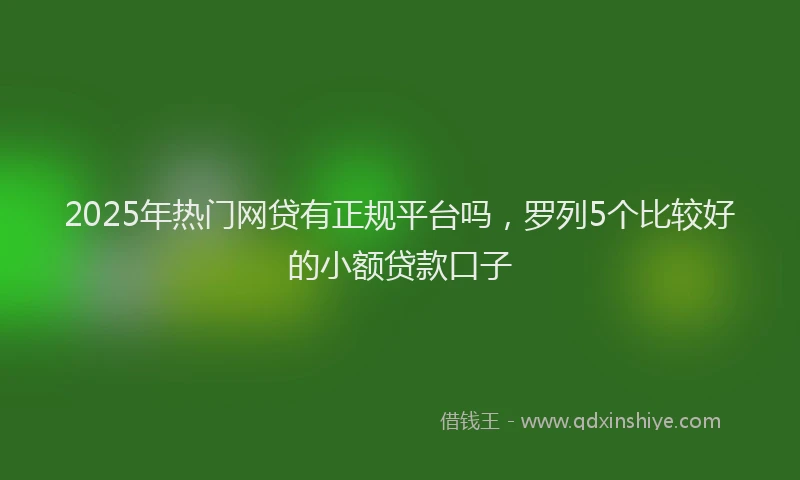 2025年热门网贷有正规平台吗，罗列5个比较好的小额贷款口子