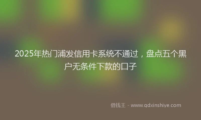2025年热门浦发信用卡系统不通过，盘点五个黑户无条件下款的口子