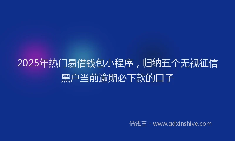 2025年热门易借钱包小程序，归纳五个无视征信黑户当前逾期必下款的口子