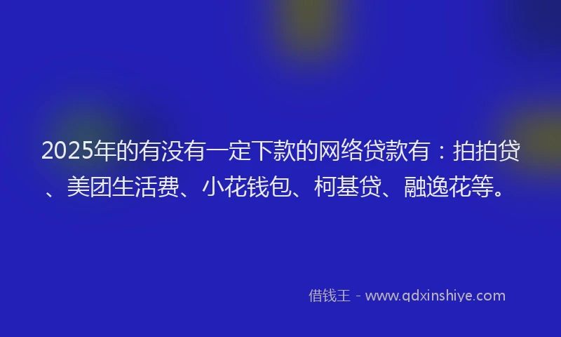 2025年的有没有一定下款的网络贷款有：拍拍贷、美团生活费、小花钱包、柯基贷、融逸花等。