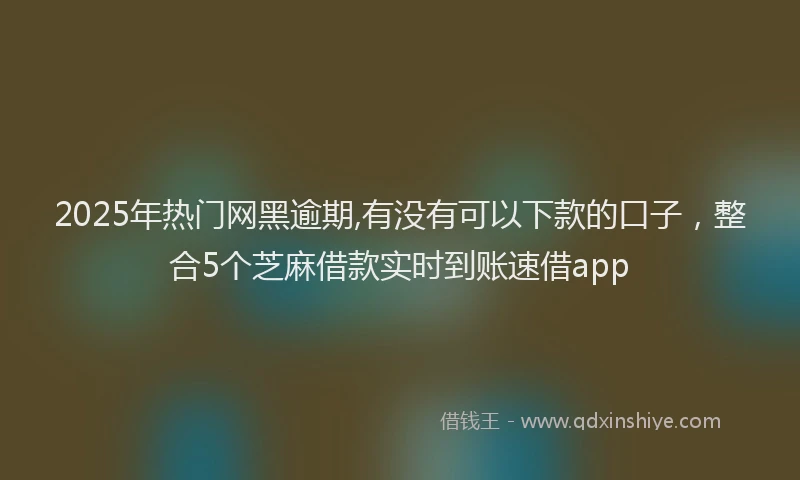 2025年热门网黑逾期,有没有可以下款的口子，整合5个芝麻借款实时到账速借app