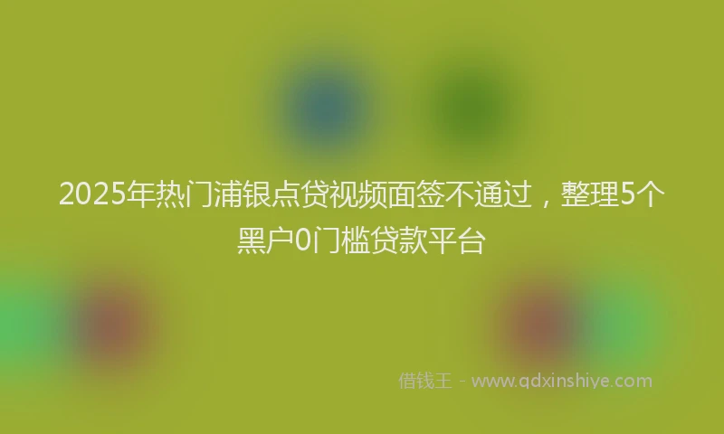 2025年热门浦银点贷视频面签不通过，整理5个黑户0门槛贷款平台