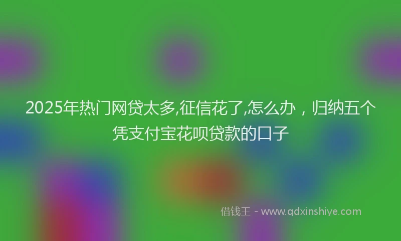 2025年热门网贷太多,征信花了,怎么办，归纳五个凭支付宝花呗贷款的口子