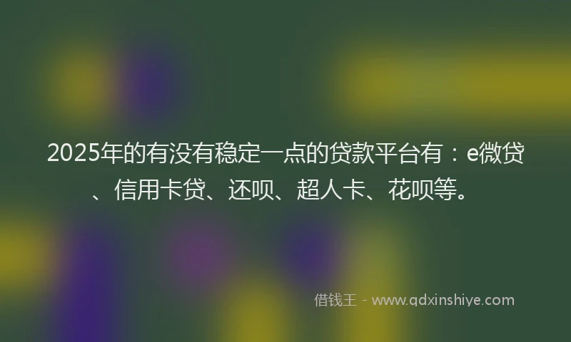 2025年的有没有稳定一点的贷款平台有：e微贷、信用卡贷、还呗、超人卡、花呗等。