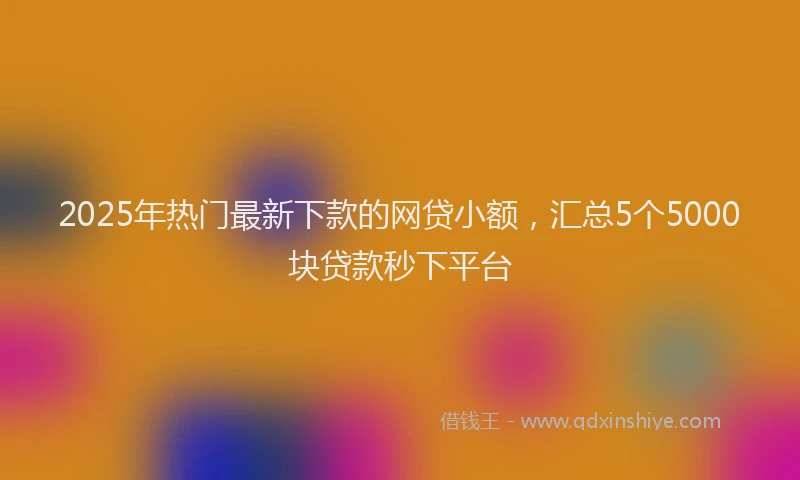 2025年热门最新下款的网贷小额，汇总5个5000块贷款秒下平台
