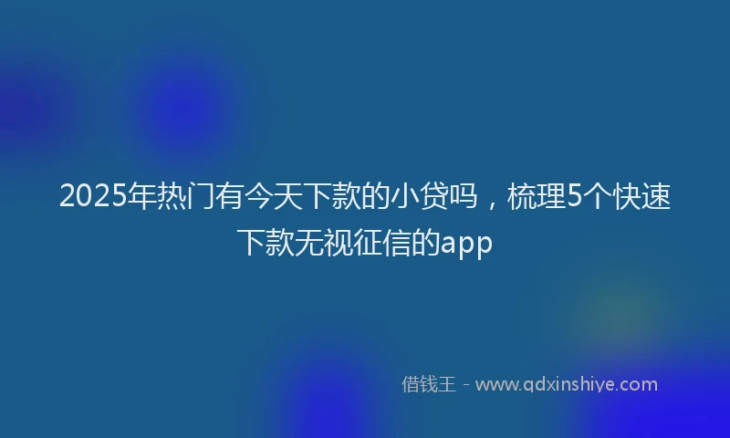 2025年热门有今天下款的小贷吗，梳理5个快速下款无视征信的app