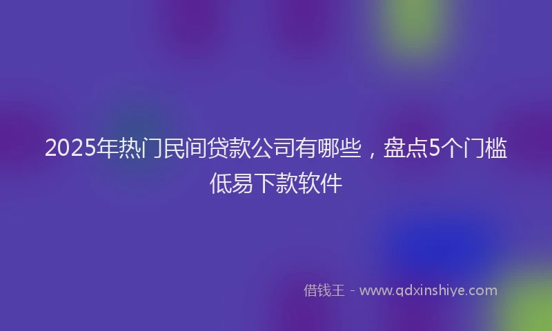 2025年热门民间贷款公司有哪些，盘点5个门槛低易下款软件