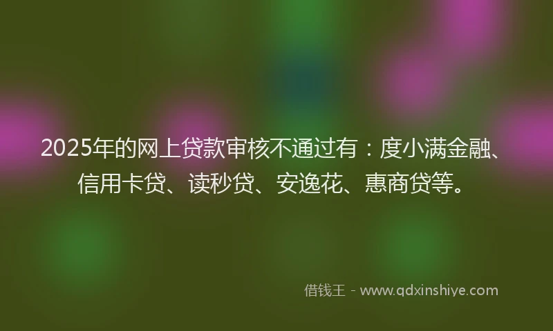 2025年的网上贷款审核不通过有：度小满金融、信用卡贷、读秒贷、安逸花、惠商贷等。