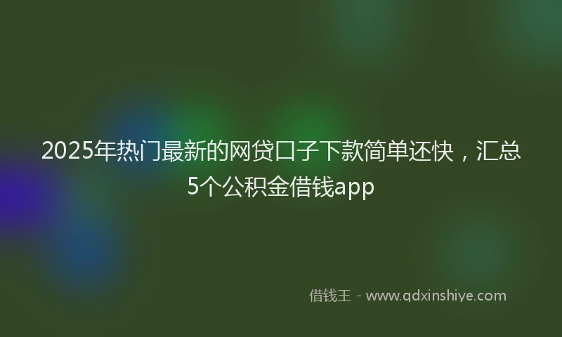 2025年热门最新的网贷口子下款简单还快，汇总5个公积金借钱app