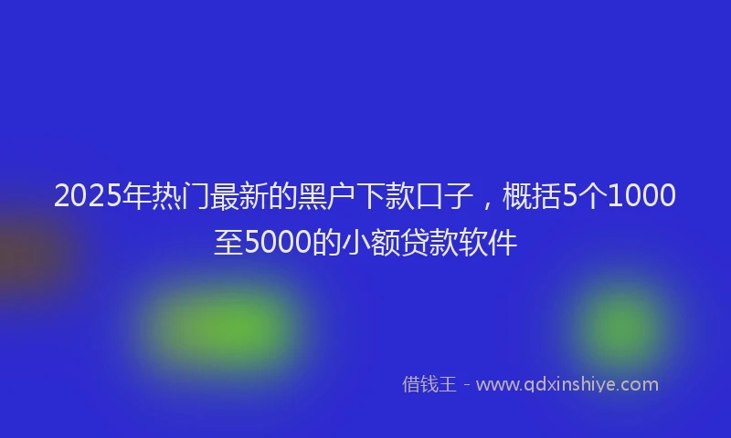 2025年热门最新的黑户下款口子，概括5个1000至5000的小额贷款软件