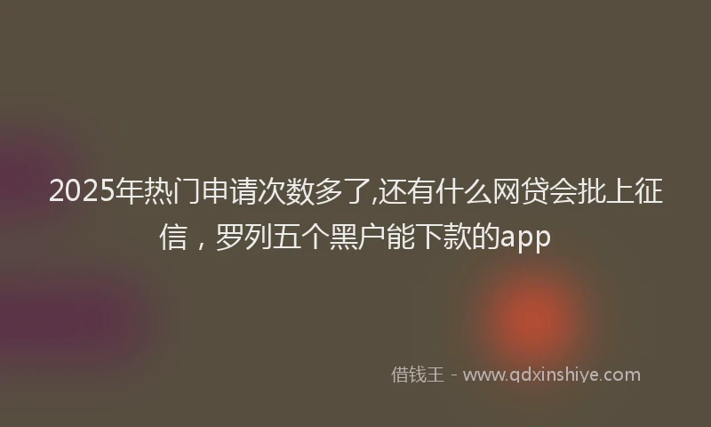2025年热门申请次数多了,还有什么网贷会批上征信，罗列五个黑户能下款的app