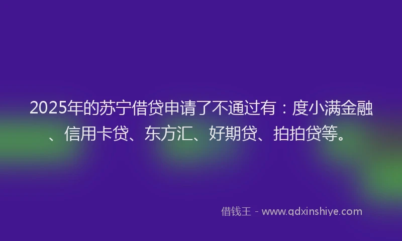 2025年的苏宁借贷申请了不通过有：度小满金融、信用卡贷、东方汇、好期贷、拍拍贷等。