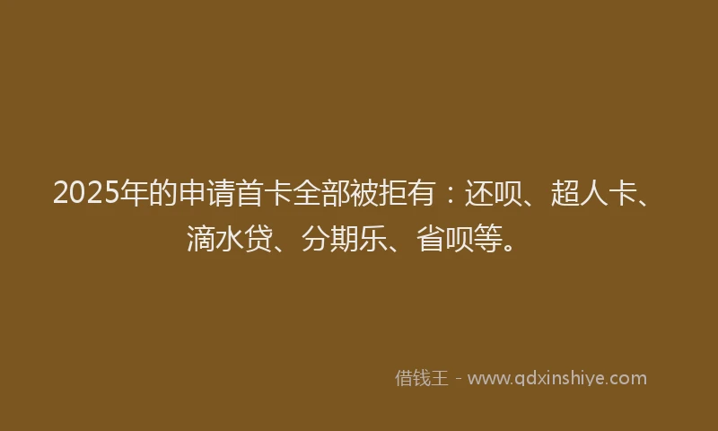 2025年的申请首卡全部被拒有：还呗、超人卡、滴水贷、分期乐、省呗等。